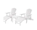 ALFORDSON Adirondack Chairs Table 3PCS Set Garden Outdoor Furniture w/ Ottoman Beach White