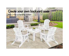 ALFORDSON Adirondack Chairs Table 3PCS Set Garden Outdoor Furniture w/ Ottoman Beach White