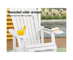 ALFORDSON Adirondack Chairs Table 3PCS Set Garden Outdoor Furniture w/ Ottoman Beach White