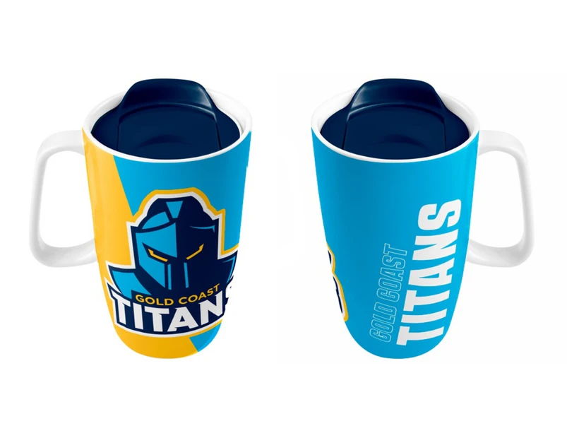 Gold Coast Titans NRL Ceramic Travel Coffee Mug Cup with Handle