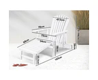 ALFORDSON Adirondack Chairs Table 3PCS Set Garden Outdoor Furniture w/ Ottoman Beach White