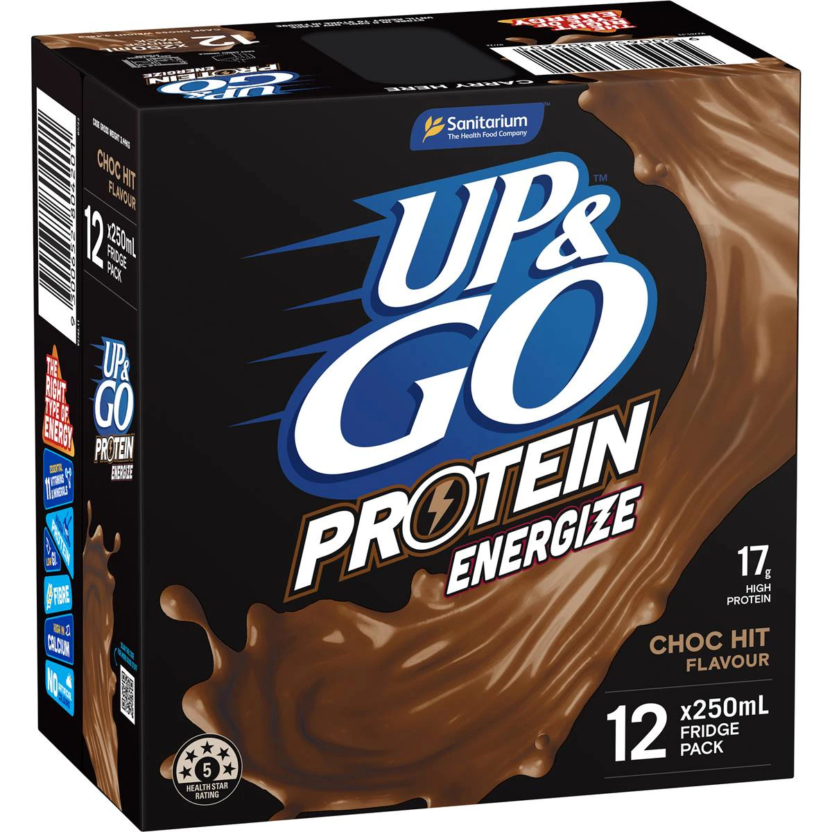 Up & Go Protein Energize Chocolate Cartons 250ml X 12 Cartons