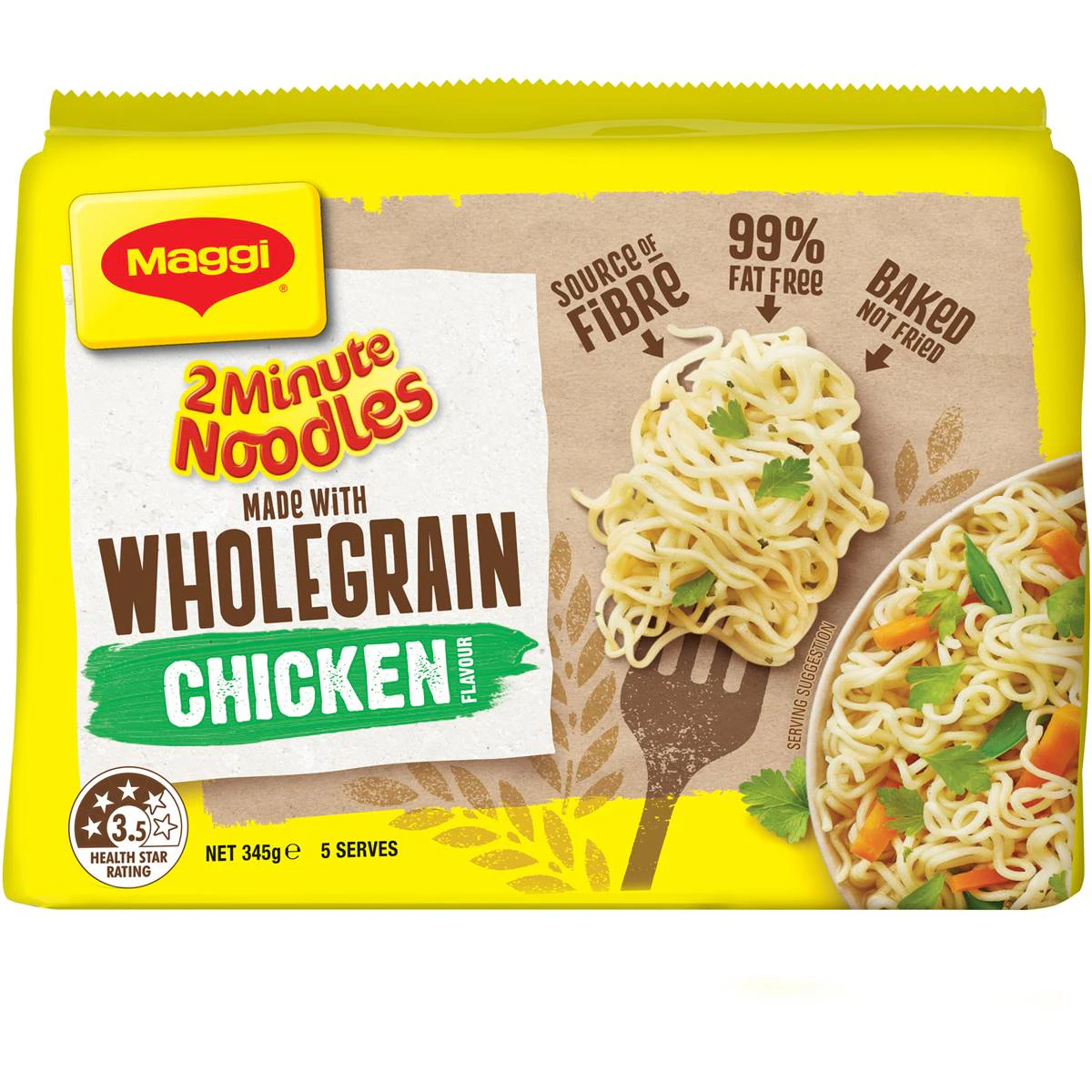 Maggi 2 Minute Instant Wholegrain Chicken Noodles 5 Pack