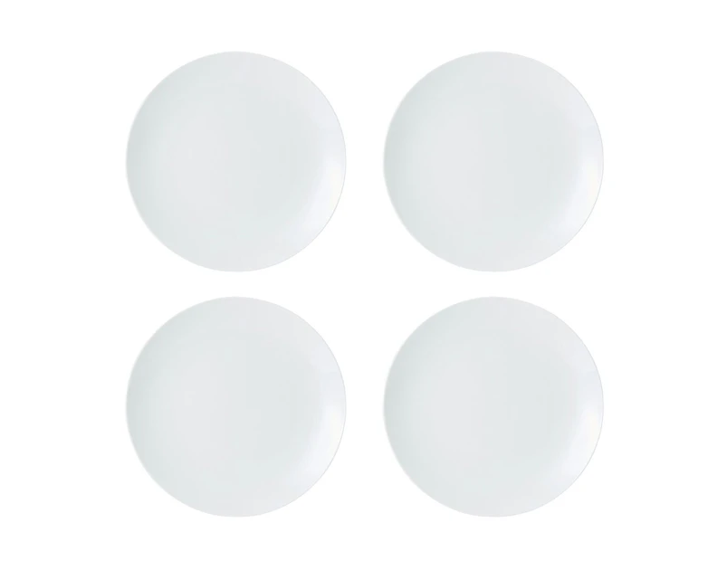 4pc Mikasa Chalk Kitchen Porcelain Dinner Plate Tableware Set, 27cm, White