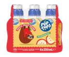 Pop Tops Apple Fruit Drink Kids Lunch Box Bottles 250ml X 6 Pack