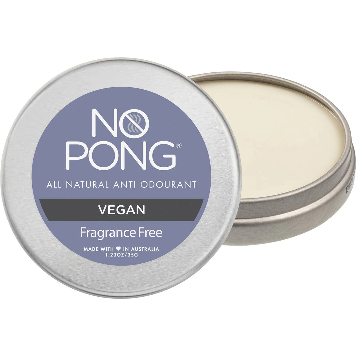 No Pong Fragrance Free Vegan Solid Deodorant Powder 35g