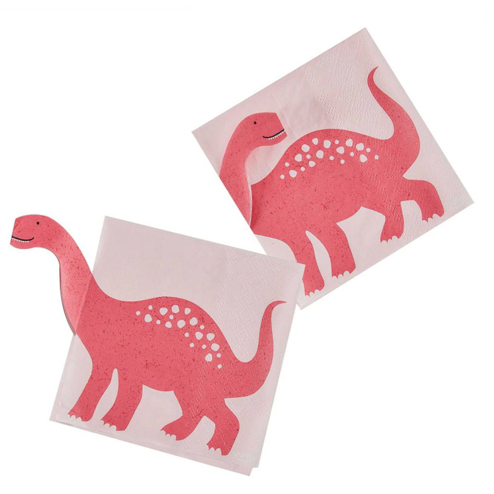 Dino Pink Pop Out Dinosaur Paper Napkins 16 Pack