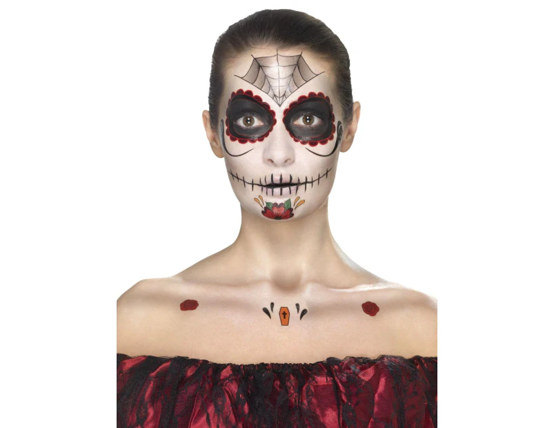 Day of the Dead Face Tattoo Transfers Make Up Set Size: One Size