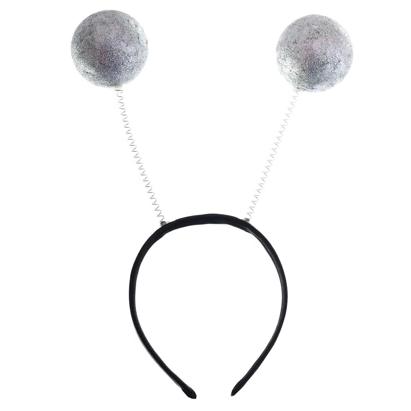 Alien Silver Glitter Ball Headband - One Size Fits Most