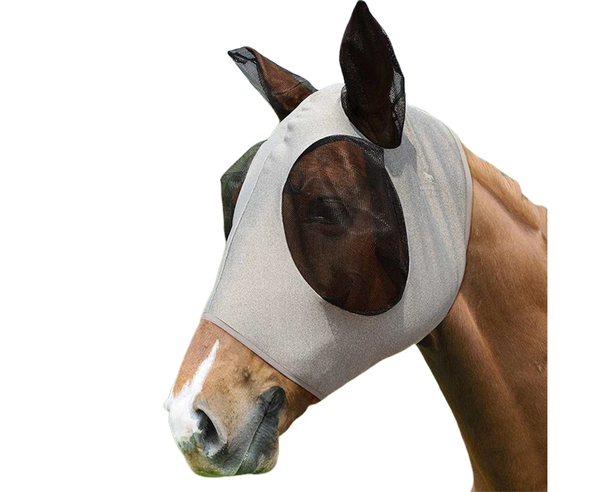 Breathable Anti-mosquito Lightweight Comfortable Horse Head Face Cover with Ear-Grey