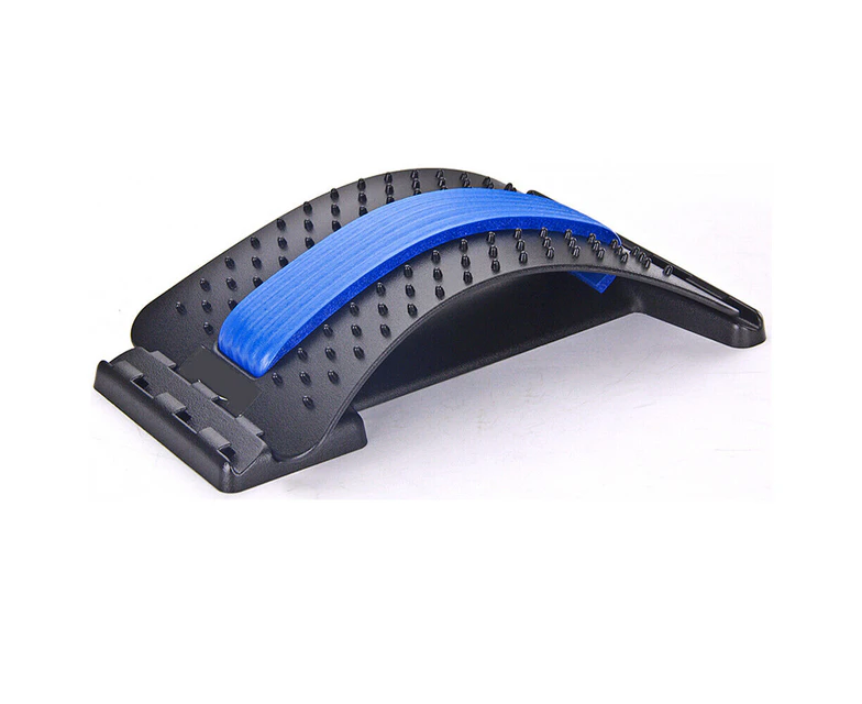 Back Stretching Device Lumbar Support Massager Stretcher Spinal Upper Muscle Pain Relief for Bed & Chair & Car (Blue)