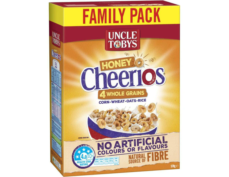 Uncle Tobys Cheerios Honey Breakfast Cereal 570g
