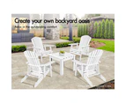 ALFORDSON 2x Outdoor Chairs Garden Wooden Adirondack w/ Ottoman Patio Beach White