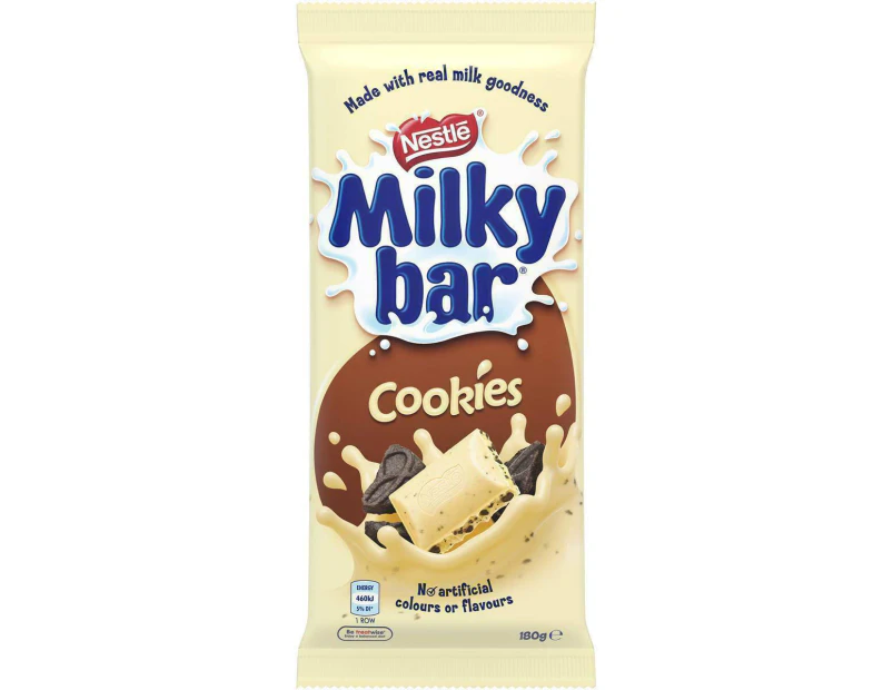 Nestle Milkybar Milk and Cookies White Chocolate Milky Bar Block 180g