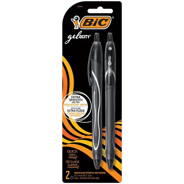 BIC Gel-ocity Gel Pen, 2 Pack - Black