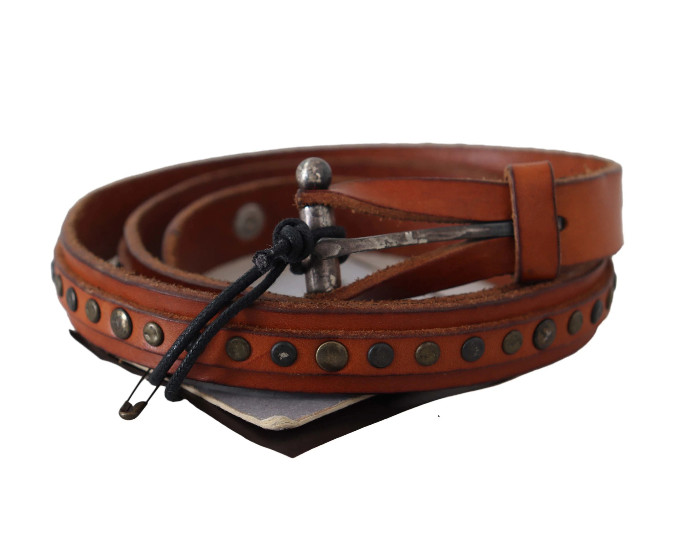 Brown Genuine Leather Rustic Silver Buckle Belt