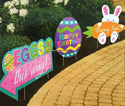 Easter Party Supplies Easter Bunny Egg Hunt Sidewalk Signs 3 Pack