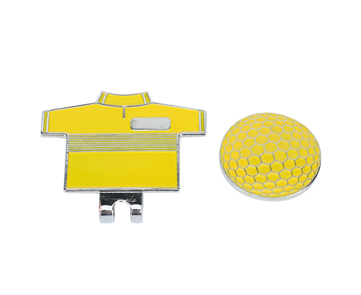 Durable Outdoor Metal  Golf Ball Mark With Hat Clip Golfer Accessory(Yellow Clothes)