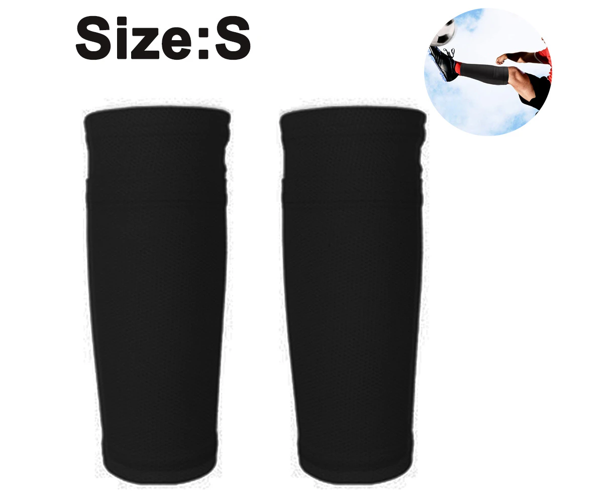 1 Pair Soccer Shin Guard Sock, Leg Performance Support Football Compression Calf Sleeves with Pocket Can Holding Shin Pads, Comfort Breathable Yo-black