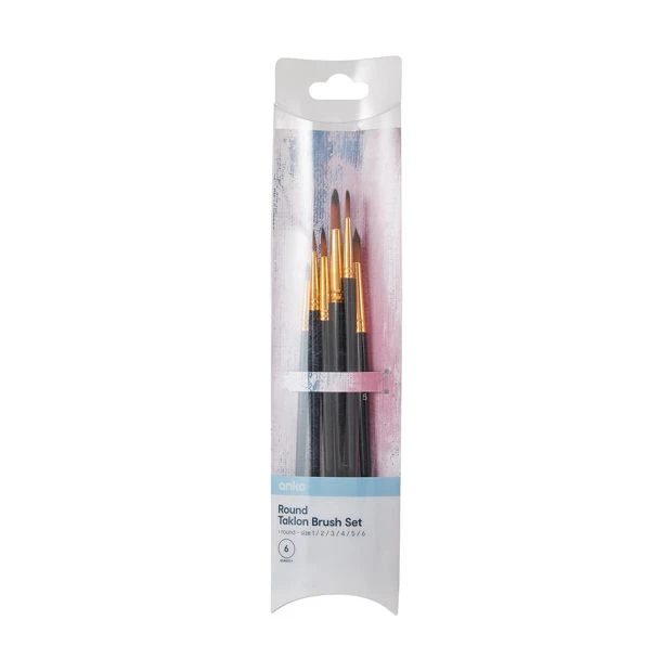 Round Taklon Brush Set, 6 Pack - Anko