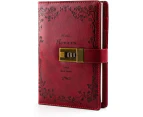 Lock Diary Leather Locking Journal Writing Notebook Vintage Lock Planner Agenda Personal Diary Wine Red