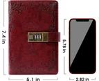 Lock Diary Leather Locking Journal Writing Notebook Vintage Lock Planner Agenda Personal Diary Wine Red