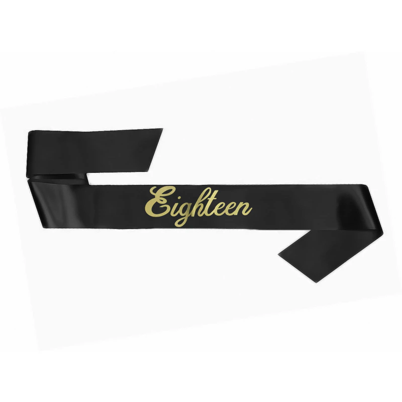 18th Birthday Black Eighteen Sash x1