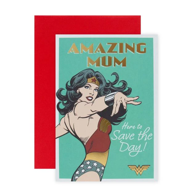 Connections from Hallmark DC Comics Wonder Woman Birthday Card for Mum - Save The Day