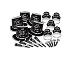 New Year's Party Box Kit Black & Silver for 20 People