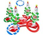 Giant Inflatable Christmas Tree Ring Toss Party Game Toys Kids Adults Family Stocking Stuffers  Supplies Favors(4 Score Santa Base, 4 Rings-Random Color)