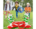 Giant Inflatable Christmas Tree Ring Toss Party Game Toys Kids Adults Family Stocking Stuffers  Supplies Favors(4 Score Santa Base, 4 Rings-Random Color)