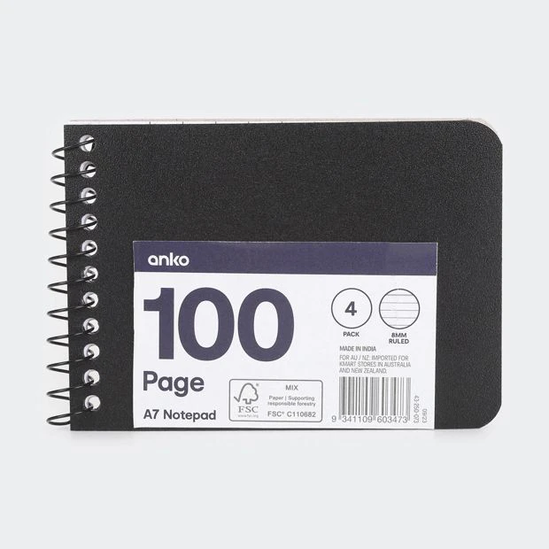 A7 Notepad 4 Pack - Anko