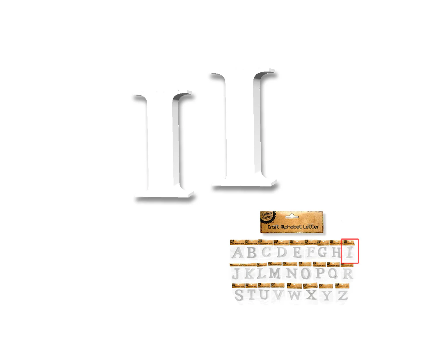 [2PK] Krafter Korner Craft Alphabet Letter I, White MDF Letters, Sturdy Material, Allow You To Spell Words, Perfect For Decorating In Your Preferred Style.