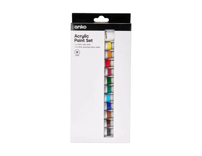 Acrylic Paints, 12 Pack - Anko