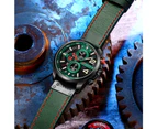 CURREN   Watches for Mens Chronograph Leather Wristwatch Fashion Green Male Clock with Designed Dial