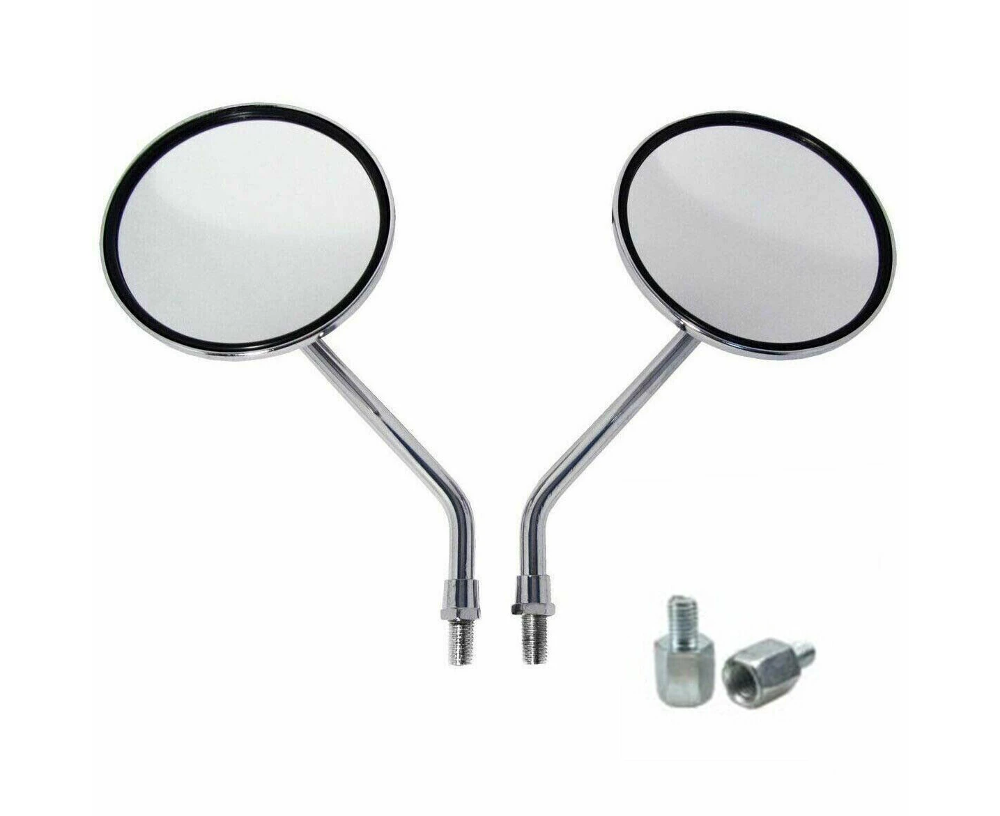 Motorcycle Chrome Round Mirrors 8mm 10mm Universal Fit For Kawasaki Suzuki Honda Yamaha