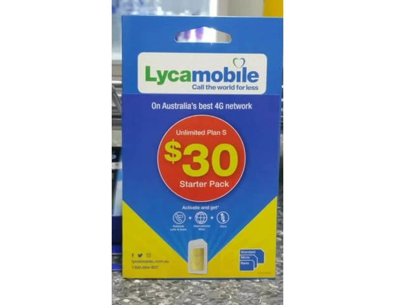 LycaMobile AU Unlimited Plan S Prepaid SIM