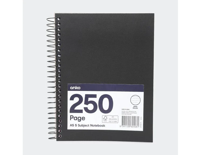 A5 5 Subject Notebook - Anko