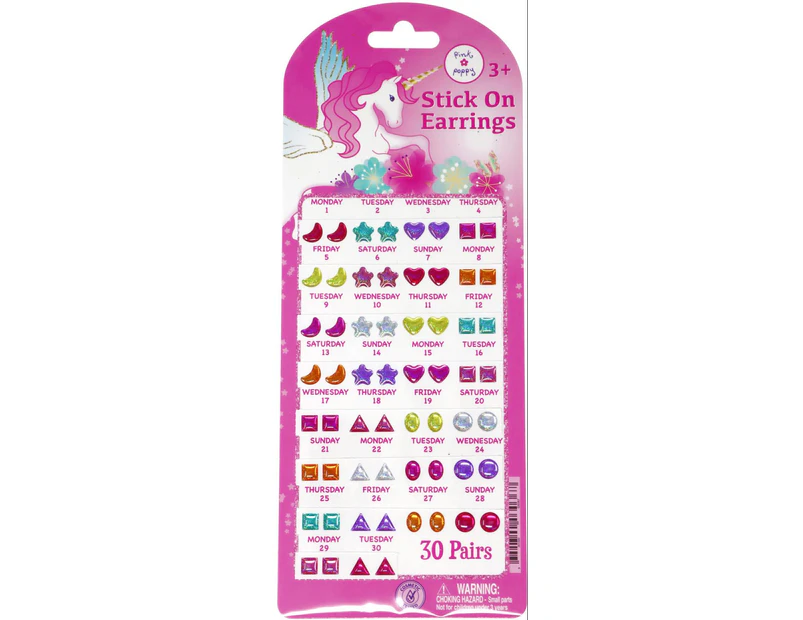 Pink Poppy 30 Pairs Dreamy Unicorn Stick On Earrings