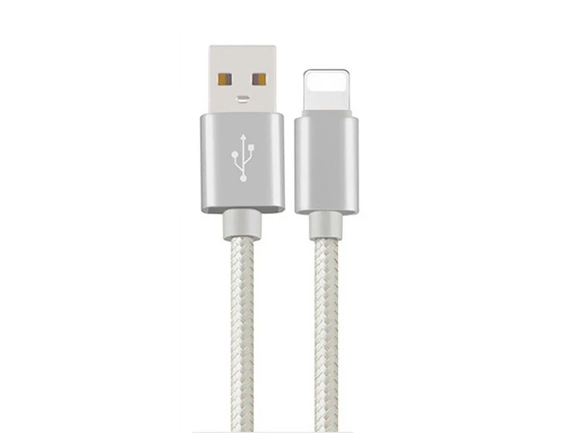 Nylon Fast Charging Charger Micro USB Cable Cord 1M 2M For iOS iPhone - Silver