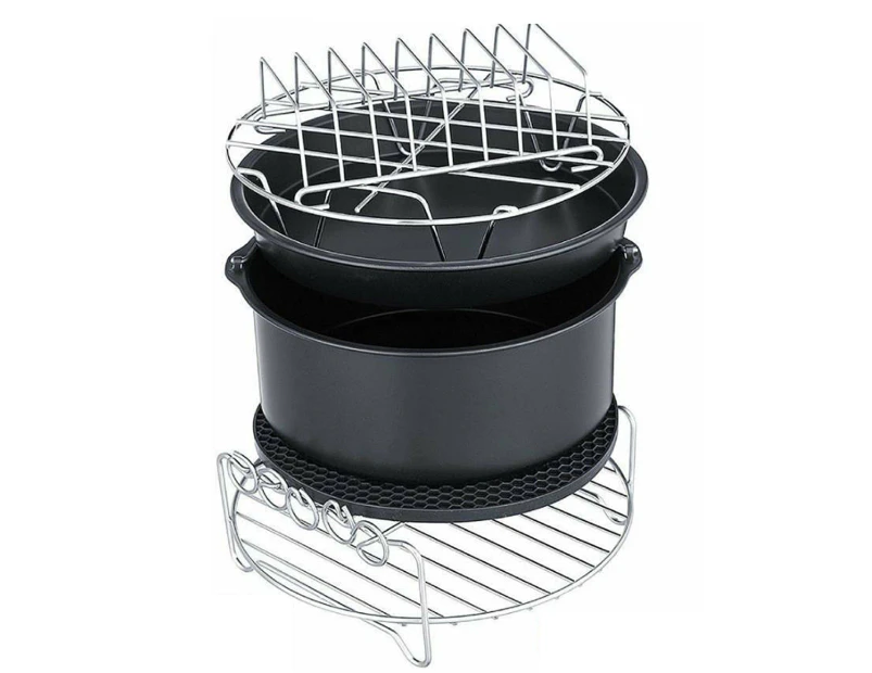 Air Fryer Accessories Set Baking Pan Rack Cake Pizza Chips BBQ Cooker - 6 In 1