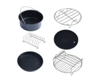 Air Fryer Accessories Set Baking Pan Rack Cake Pizza Chips BBQ Cooker - 6 In 1