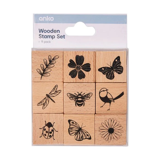 Wooden Stamp Set, 9 Pack - Anko