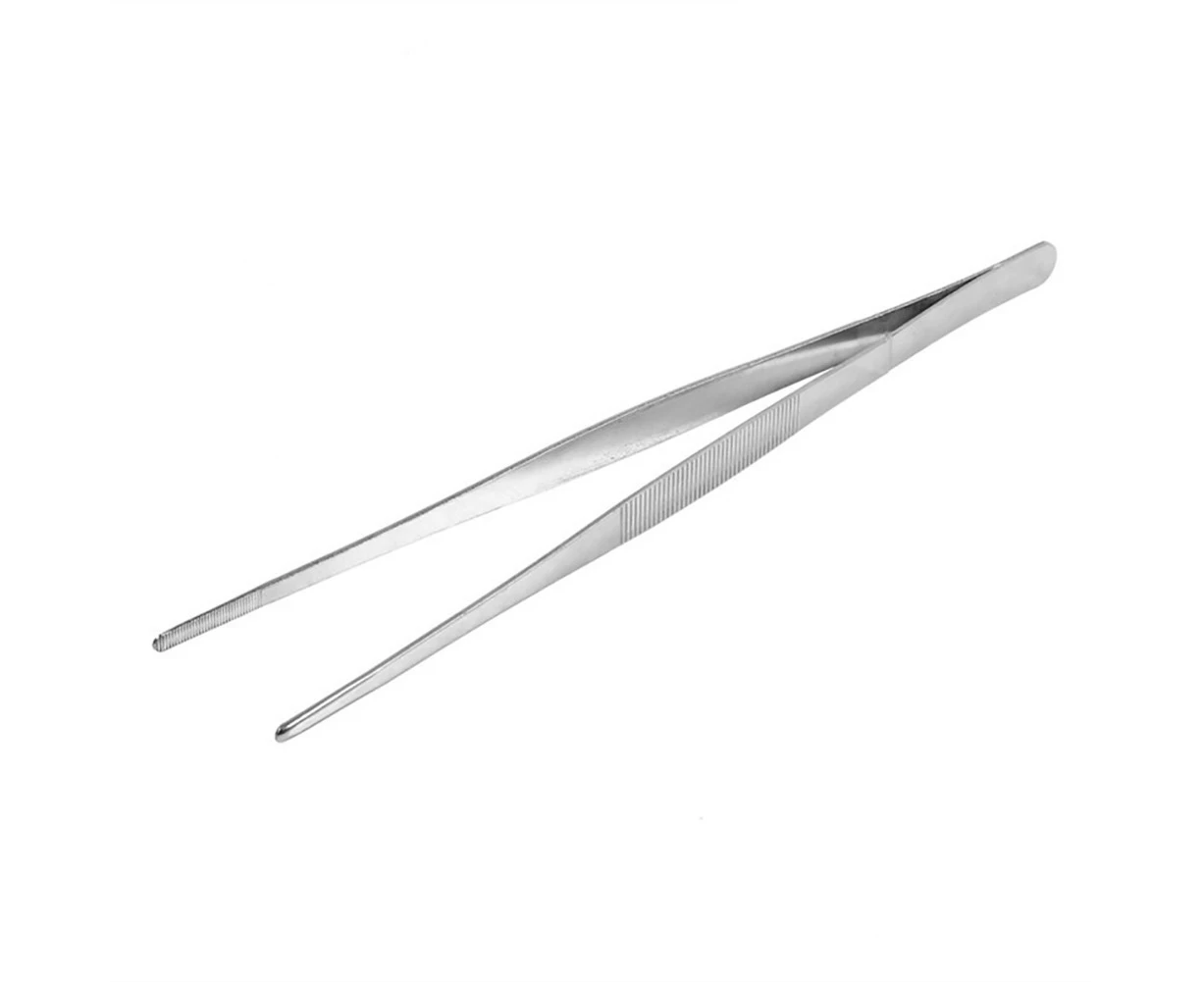 16/20/25/30cm Toothed Tweezers Stainless Steel Long Food Tongs Barbecue BBQ Tool-16cm