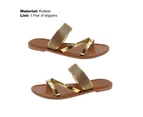 Open Toe Slippers Non-Slip Rubber Faux Crystal Beach Slippers for Daily Life -Golden