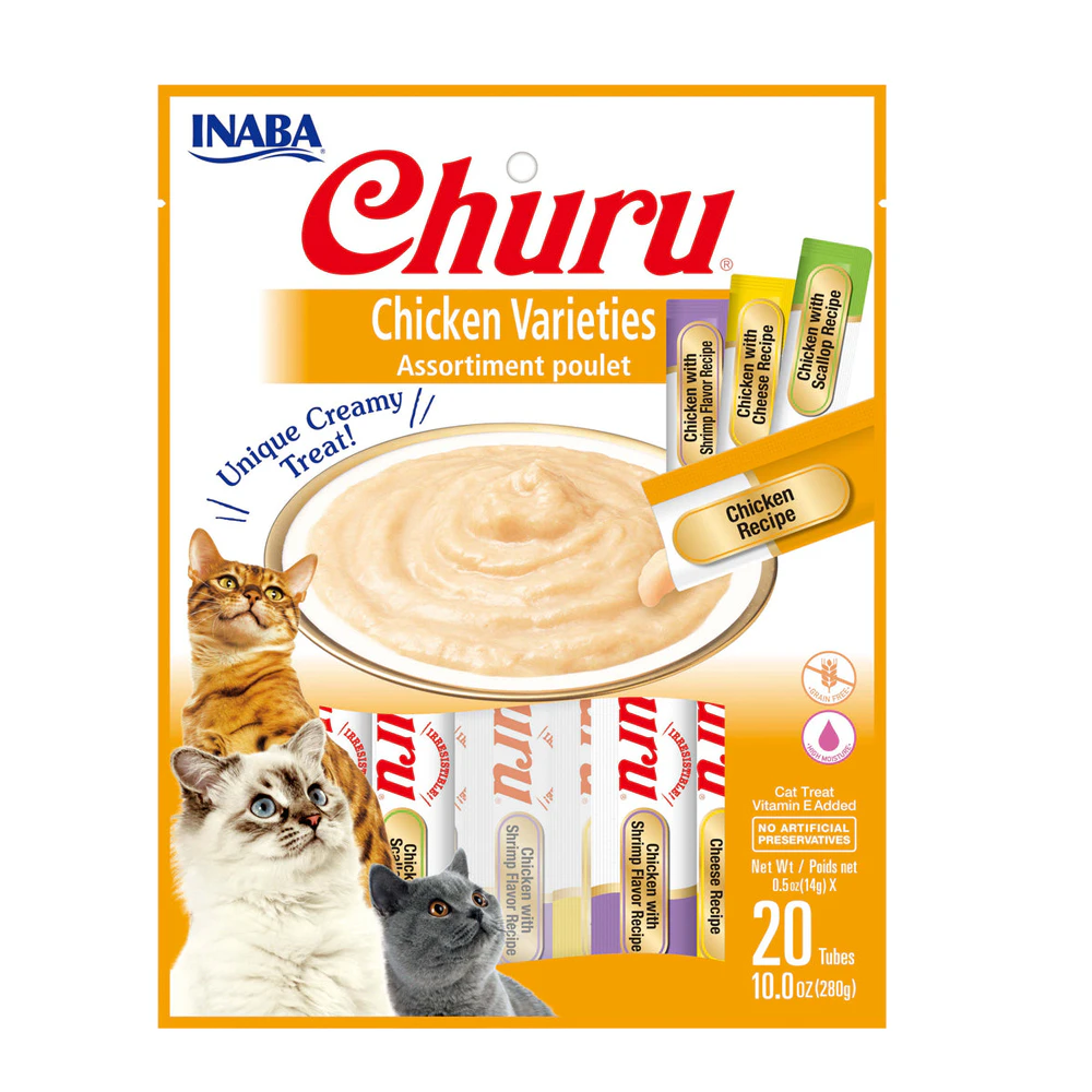 Inaba Churu Puree Chicken Varieties Cat Food Topper 20 x 14g