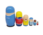 6Pcs/Set Wooden Soccer Players Nesting Doll Matryoshka Figurines Kids Toy Gift