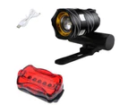 1 Set USB Rechargeable Bike Front Rear Light Lamp Flashlight Bicycle LED - 15000LM