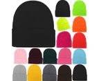 Men Women Unisex Plain Winter Ski Thermal Warm Knit Knitted Beanie Hat Cap - Lilac