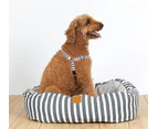 Mog & Bone 4 Seasons Reversible Circular Dog Bed Charcoal Hamptons Stripe Small